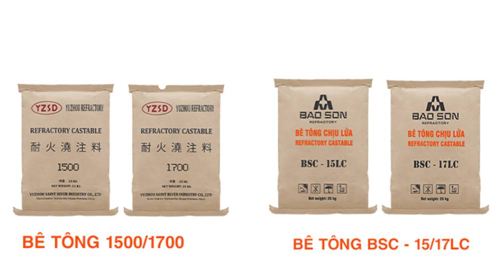 Các sản phẩm bê tông chịu lửa cao Alunina.