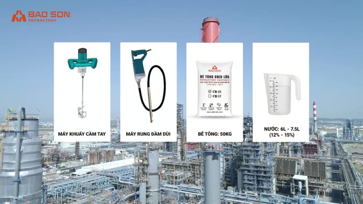 Chuẩn bị dụng cụ trộn bê tông cần thiết trước khi trộn.